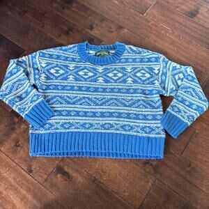 American Eagle Women's XS Pullover Sweater Blue White Fair Isle